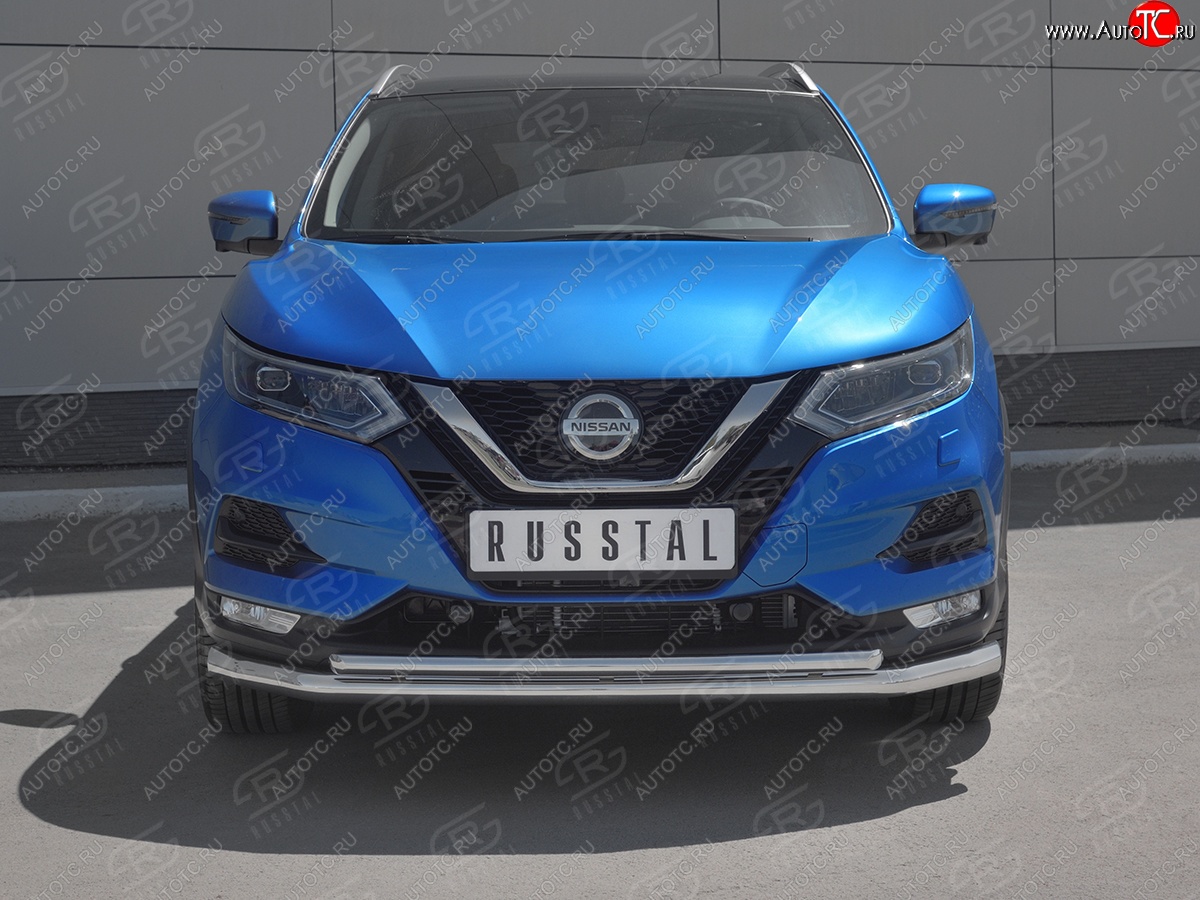 20 949 р. Защита переднего бампера (2 трубы Ø63 и 42 мм, нержавейка) SLITKOFF Nissan Qashqai 2 J11 рестайлинг (2017-2022)  с доставкой в г. Тольятти