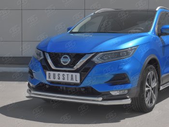 20 949 р. Защита переднего бампера (2 трубы Ø63 и 42 мм, нержавейка) SLITKOFF Nissan Qashqai 2 J11 рестайлинг (2017-2022)  с доставкой в г. Тольятти. Увеличить фотографию 2