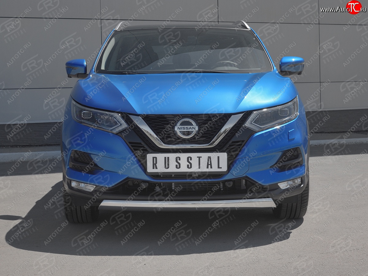 14 999 р. Защита переднего бампера (Ø75x42 мм, нержавейка) Russtal Nissan Qashqai 2 J11 рестайлинг (2017-2022)  с доставкой в г. Тольятти