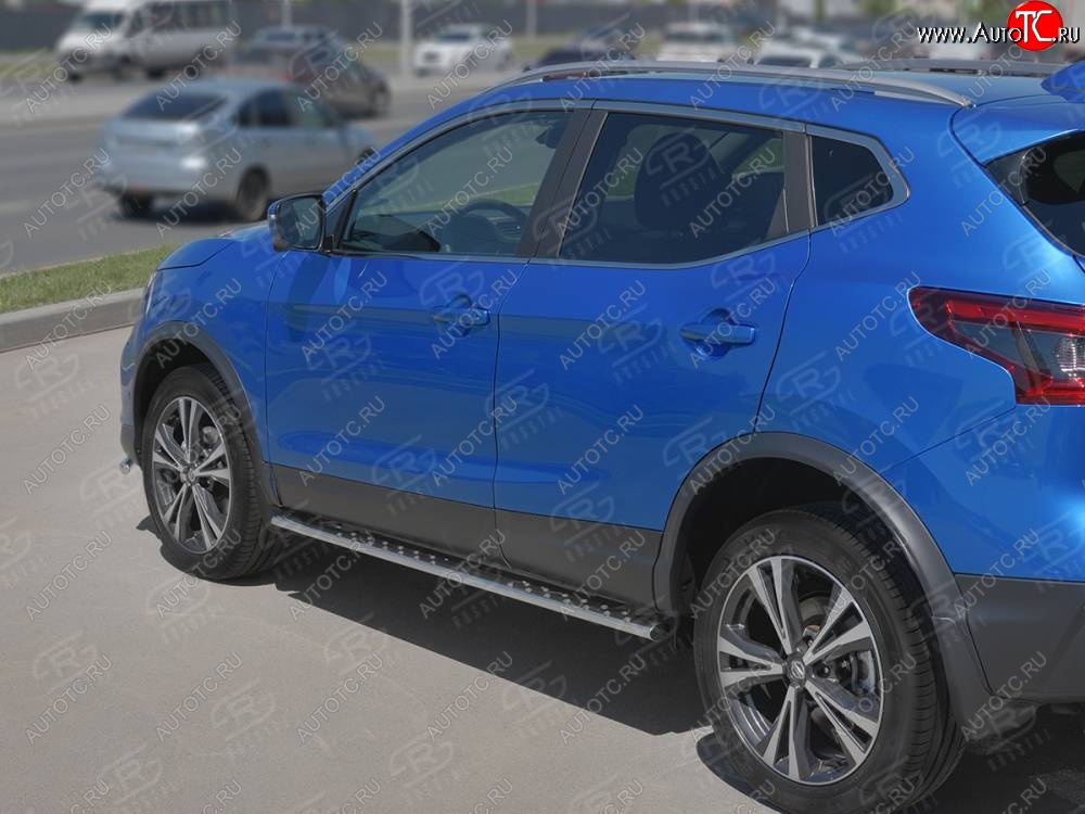 21 749 р. Защита порогов (Ø75x42 мм с проступью, нержавейка) Russtal Nissan Qashqai 2 J11 рестайлинг (2017-2022)  с доставкой в г. Тольятти