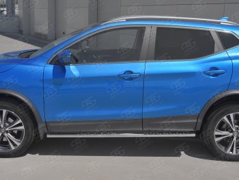 21 749 р. Защита порогов (Ø75x42 мм с проступью, нержавейка) Russtal Nissan Qashqai 2 J11 рестайлинг (2017-2022)  с доставкой в г. Тольятти. Увеличить фотографию 2