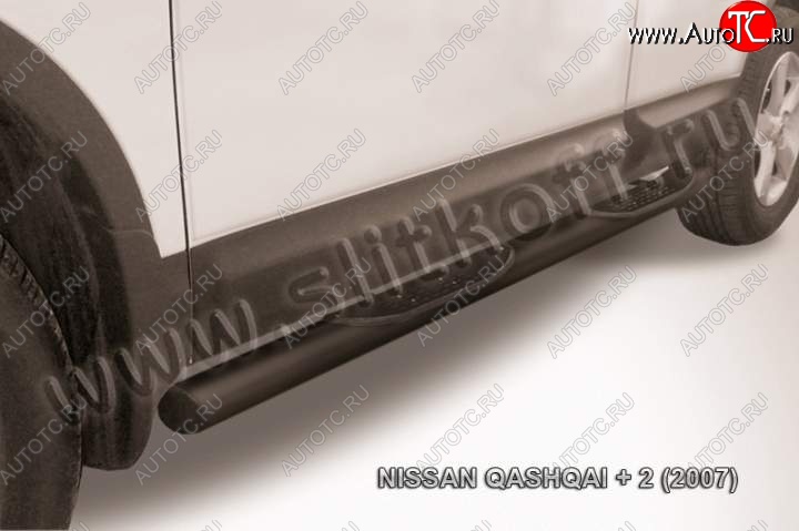 12 399 р. Защита порогов Slitkoff  Nissan Qashqai +2  1 (2008-2010) J10 дорестайлинг (Цвет: серебристый)  с доставкой в г. Тольятти