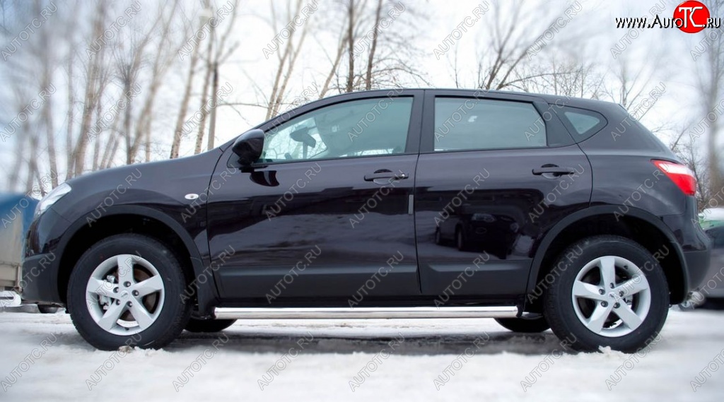 16 349 р. Защита порогов из круглой трубы диаметром 63 мм SLITKOFF v2 Nissan Qashqai 1 J10 рестайлинг (2010-2013)  с доставкой в г. Тольятти