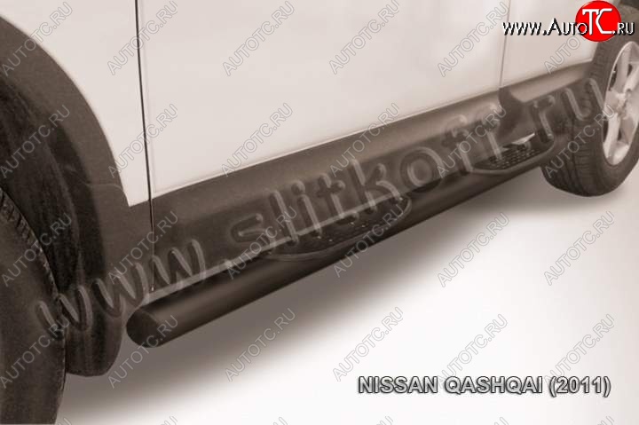 13 599 р. Защита порогов Slitkoff  Nissan Qashqai  1 (2010-2013) J10 рестайлинг (Цвет: серебристый)  с доставкой в г. Тольятти