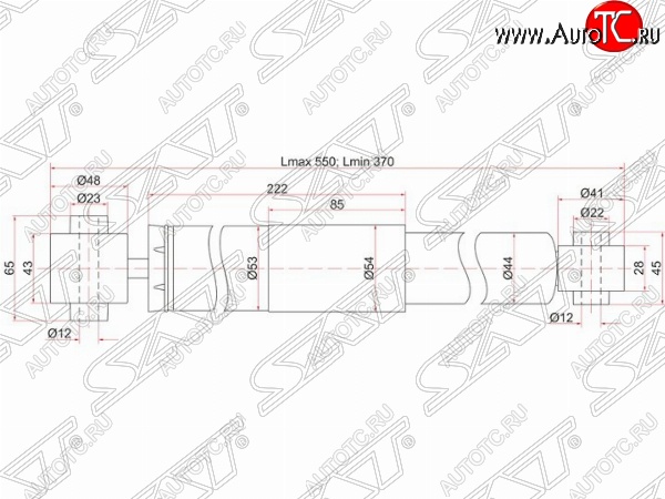 2 199 р. Амортизатор задний SAT Nissan X-trail 3 T32 рестайлинг (2017-2022)  с доставкой в г. Тольятти