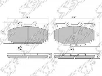 Колодки тормозные SAT (передние) Subaru Impreza GD седан дорестайлинг (2000-2002)