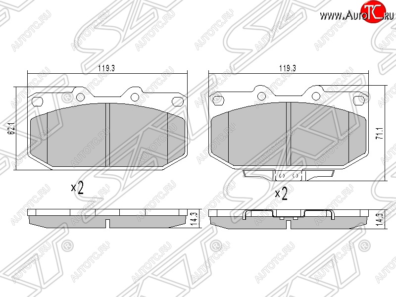 1 149 р. Колодки тормозные SAT (передние) Subaru Impreza GD седан дорестайлинг (2000-2002)  с доставкой в г. Тольятти