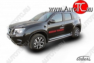 12 239 р. Защита штатных порогов Arbori (нержавейка, d42 mm). Nissan Terrano D10 дорестайлинг (2013-2016)  с доставкой в г. Тольятти