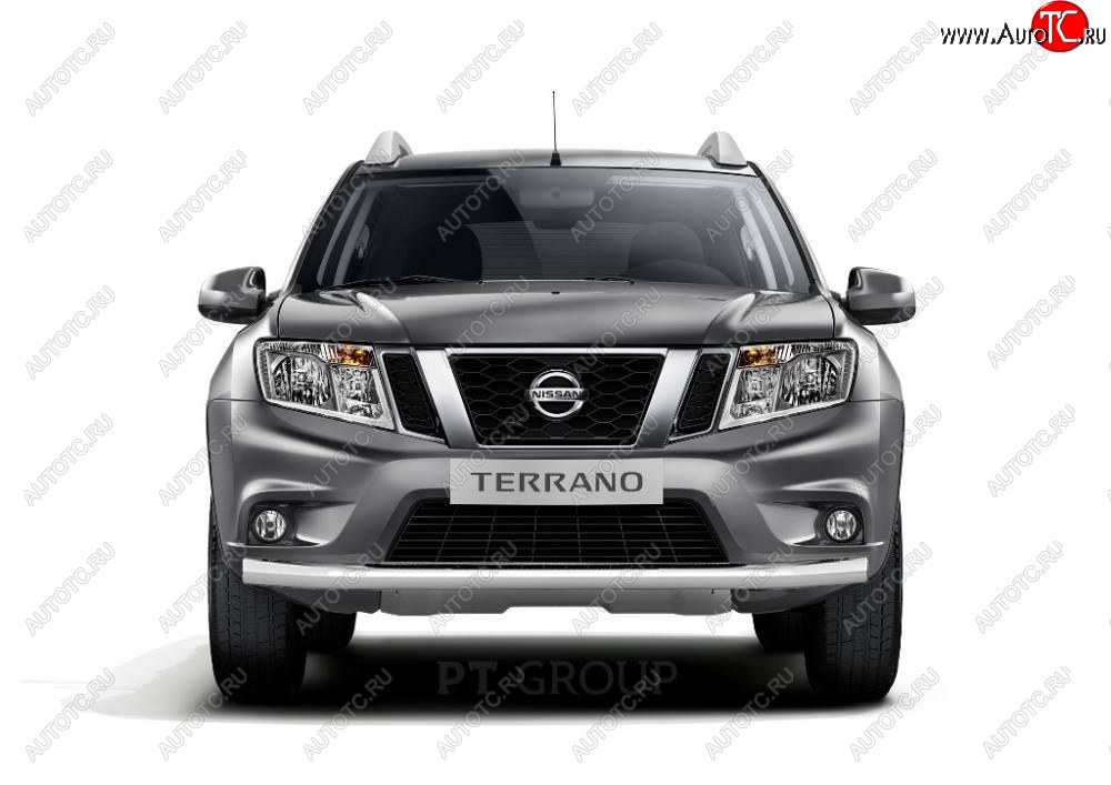 16 449 р. Защита переднего бампера (одинарная, Ø63 мм) Petroil Tuning Nissan Terrano D10 дорестайлинг (2013-2016) (Нержавеющая полированная сталь)  с доставкой в г. Тольятти