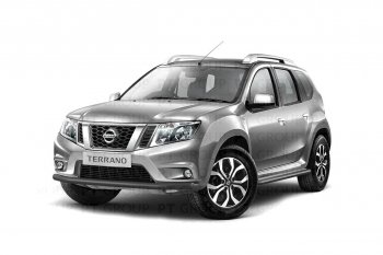 4 299 р. Защита переднего бампера (одинарная, Ø63 мм) Petroil Tuning Nissan Terrano D10 дорестайлинг (2013-2016) (Серебристый (Искра))  с доставкой в г. Тольятти. Увеличить фотографию 2