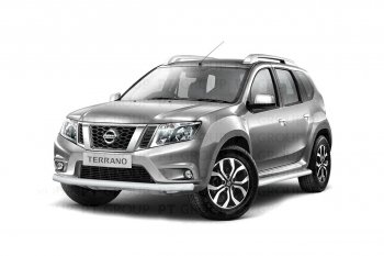 4 299 р. Защита переднего бампера (одинарная, Ø63 мм) Petroil Tuning Nissan Terrano D10 дорестайлинг (2013-2016) (Серебристый (Искра))  с доставкой в г. Тольятти. Увеличить фотографию 4