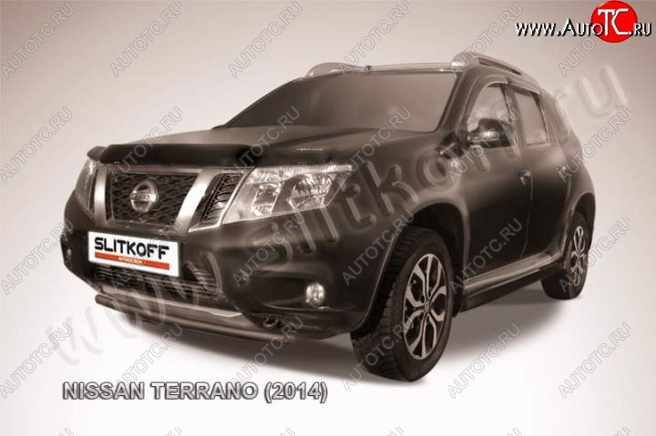 6 199 р. Защита переднего бампер Slitkoff Nissan Terrano D10 дорестайлинг (2013-2016) (Цвет: серебристый)  с доставкой в г. Тольятти