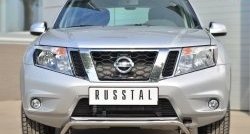 Защита переднего бампера (Ø42 мм волна, нержавейка) SLITKOFF Nissan (Нисан) Terrano (Террано)  D10 (2013-2022) D10 дорестайлинг, рестайлинг