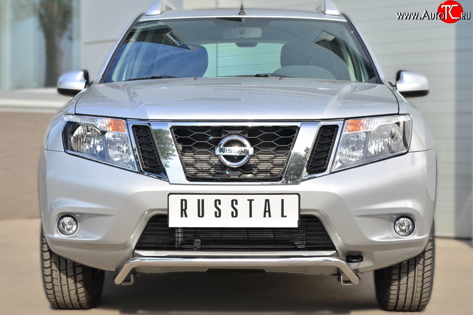 12 499 р. Защита переднего бампера (Ø42 мм волна, нержавейка) SLITKOFF Nissan Terrano D10 дорестайлинг (2013-2016)  с доставкой в г. Тольятти