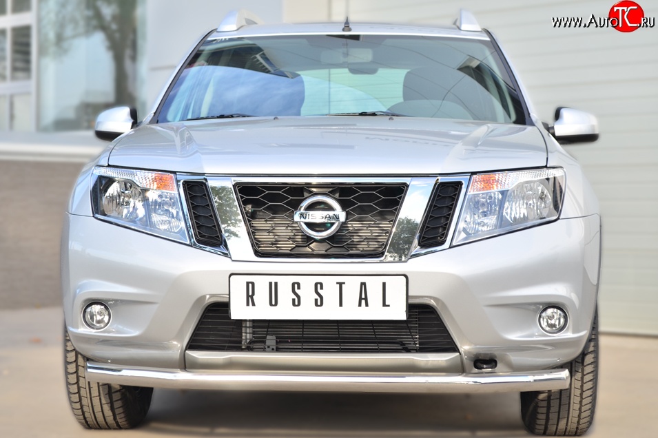 13 249 р. Одинарная защита переднего бампера диаметром 63 мм SLITKOFF Nissan Terrano D10 дорестайлинг (2013-2016)  с доставкой в г. Тольятти