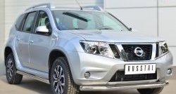 17 299 р. Защита порогов из круглой трубы диаметром 63 мм Russtal Nissan Terrano D10 дорестайлинг (2013-2016) (Защита порогов с со скосами на торцах (вариант 1))  с доставкой в г. Тольятти. Увеличить фотографию 3