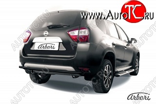 7 019 р. Защита заднего бампера Arbori (черная, 1 труба d42 mm). Nissan Terrano D10 дорестайлинг (2013-2016)  с доставкой в г. Тольятти