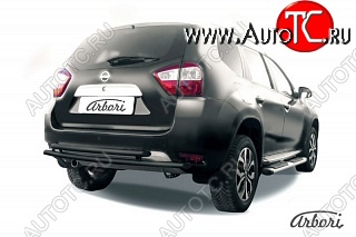 7 019 р. Защита заднего бампера Arbori (черная, 2 трубы d42 mm). Nissan Terrano D10 дорестайлинг (2013-2016)  с доставкой в г. Тольятти