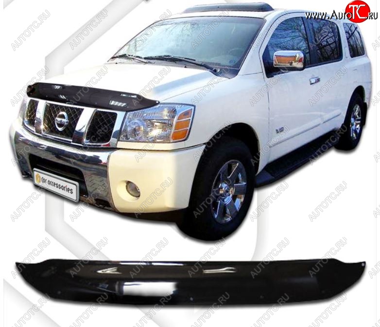 2 199 р. Дефлектор капота CA-Plastiс  Nissan titan (2003-2015) (Classic черный, Без надписи)  с доставкой в г. Тольятти