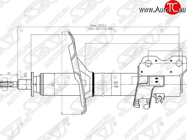 4 199 р. Правый амортизатор передний SAT Nissan X-trail 1 T30 дорестайлинг (2000-2003)  с доставкой в г. Тольятти