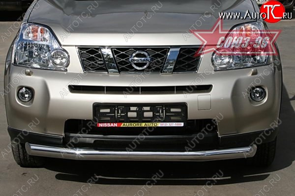 1 052 р. Защита переднего бампера одинарная Souz-96 (d76) Nissan X-trail 2 T31 дорестайлинг (2007-2011)  с доставкой в г. Тольятти