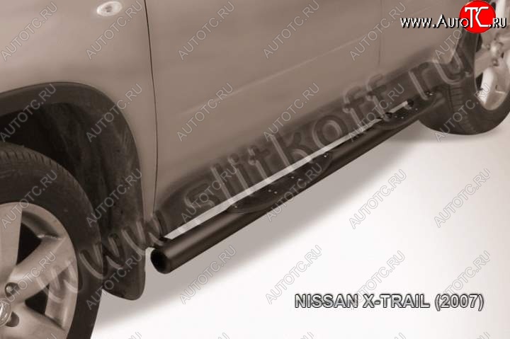 12 399 р. Защита порогов Slitkoff Nissan X-trail 2 T31 дорестайлинг (2007-2011) (Цвет: серебристый)  с доставкой в г. Тольятти