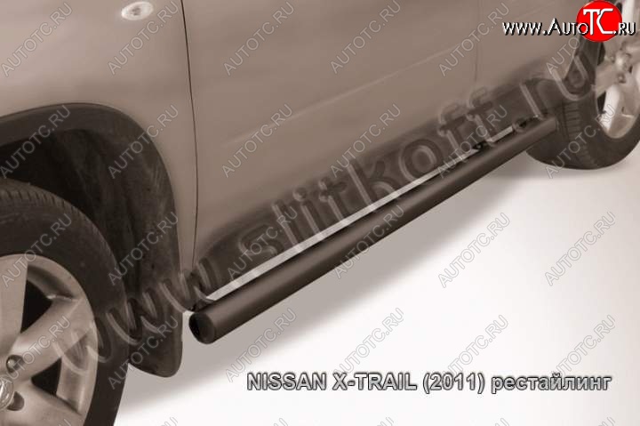 10 599 р. Защита порогов Slitkoff Nissan X-trail 2 T31 дорестайлинг (2007-2011) (Цвет: серебристый)  с доставкой в г. Тольятти