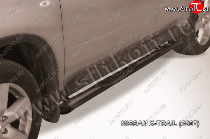 10 849 р. Пороги d76 с проступями со скосами Nissan X-trail 2 T31 дорестайлинг (2007-2011) (Цвет: серебристый)  с доставкой в г. Тольятти