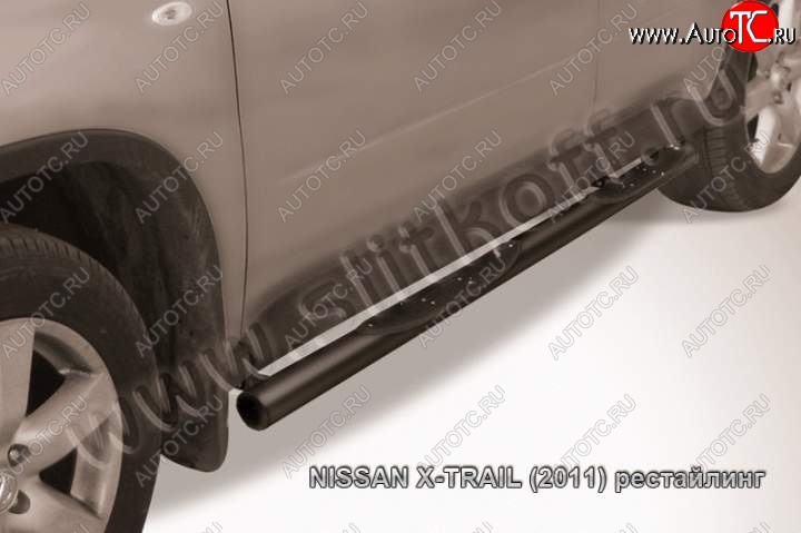 12 399 р. Защита порогов Slitkoff Nissan X-trail 2 T31 дорестайлинг (2007-2011) (Цвет: серебристый)  с доставкой в г. Тольятти