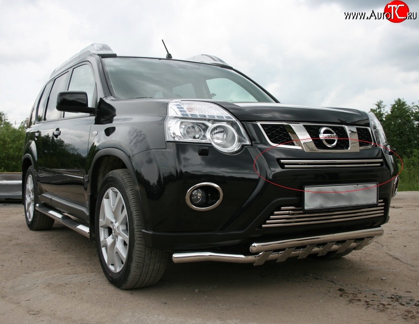 2 204 р. Декоративная вставка воздухозаборника Novline (d16 мм, верхняя) Nissan X-trail 2 T31 рестайлинг (2010-2015)  с доставкой в г. Тольятти