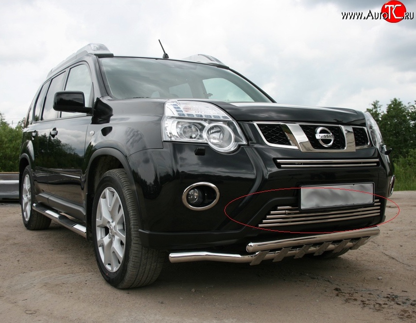 4 769 р. Декоративная вставка воздухозаборника Novline (d16 мм, нижняя) Nissan X-trail 2 T31 рестайлинг (2010-2015)  с доставкой в г. Тольятти