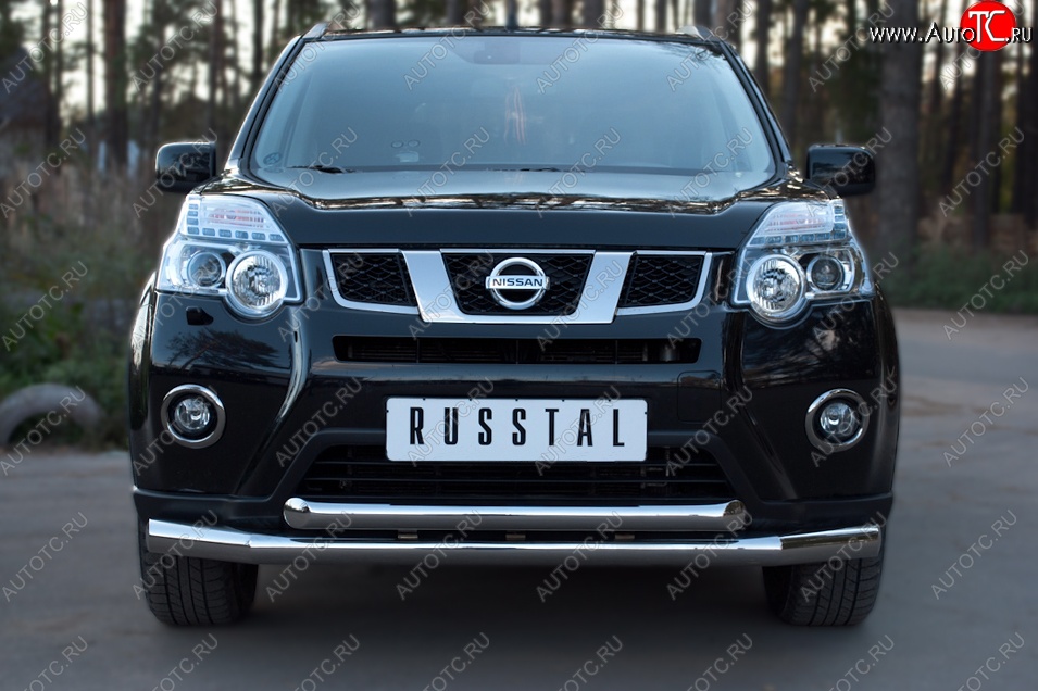 19 999 р. Защита переднего бампера (2 трубыØ76 и 63 мм, нержавейка) SLITKOFF Nissan X-trail 2 T31 рестайлинг (2010-2015)  с доставкой в г. Тольятти