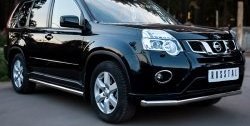 Защита переднего бампера (Ø76 мм, нержавейка) SLITKOFF Nissan X-trail 2 T31 рестайлинг (2010-2015)