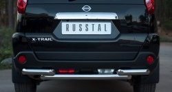 16 599 р. Защита заднего бампера (2 трубы Ø63, нержавейка) SLITKOFF  Nissan X-trail  2 T31 (2010-2015) рестайлинг  с доставкой в г. Тольятти. Увеличить фотографию 1