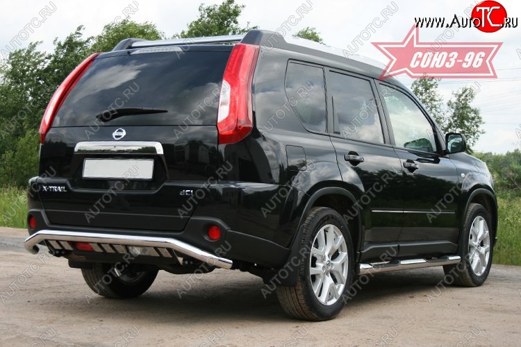 16 244 р. Защита заднего бампера Souz-96 (d60 с элементами из профиля) Nissan X-trail 2 T31 рестайлинг (2010-2015)  с доставкой в г. Тольятти