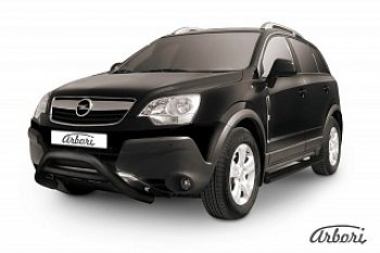 15 659 р. Защита переднего бампера Arbori (низкая - mini, черная, 1 труба d76 mm). Opel Antara (2006-2010)  с доставкой в г. Тольятти