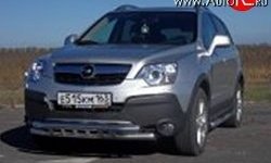 Двойная защита переднего бампера d63.5 мм с пластинами Металл Дизайн Opel Antara (2006-2010) ()