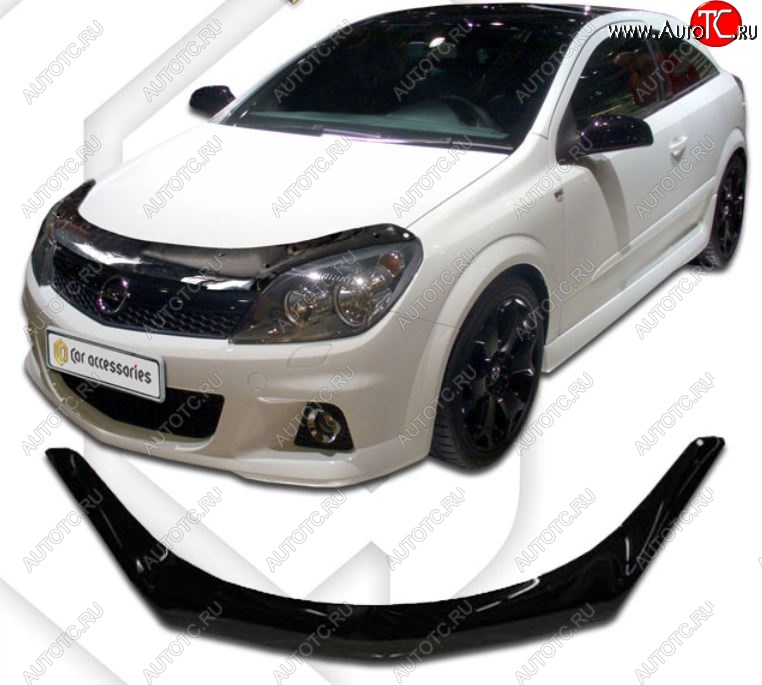 2 199 р. Дефлектор капота CA-Plastiс  Opel Astra  H (2004-2015) хэтчбек 5дв дорестайлинг, хэтчбек 5дв рестайлинг (серия Classic черный, Без надписи)  с доставкой в г. Тольятти