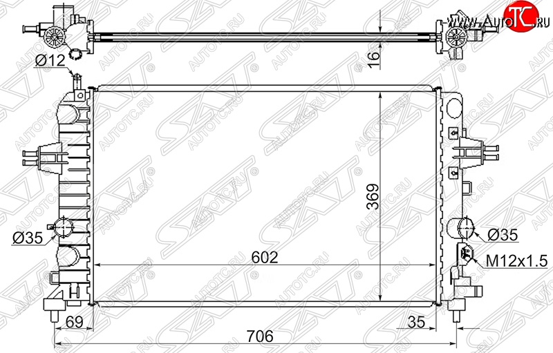 4 999 р. Радиатор двигателя SAT Opel Astra H универсал (2004-2007)  с доставкой в г. Тольятти