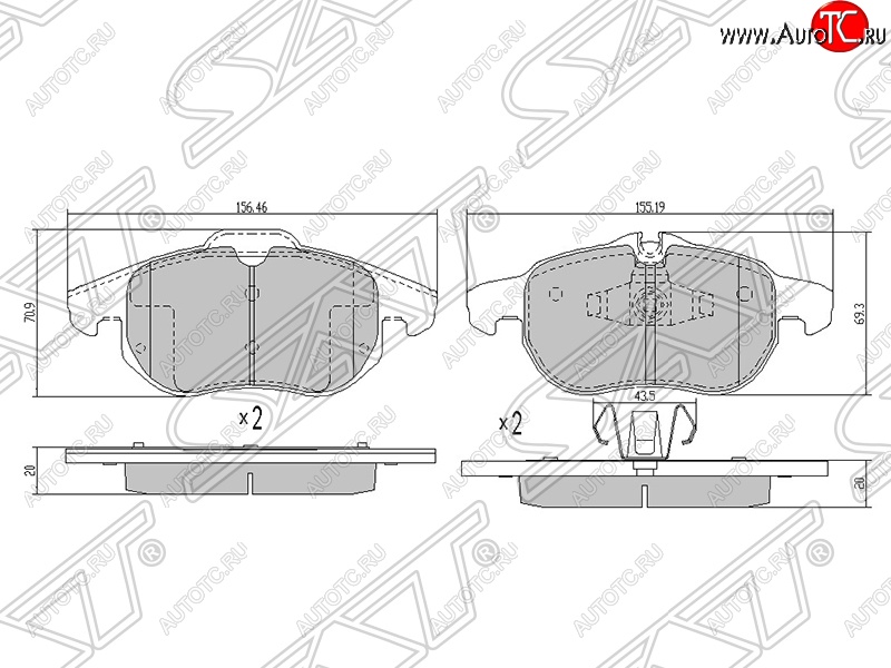 1 689 р. Колодки тормозные SAT (передние) Opel Astra H GTC хэтчбек 3 дв. дорестайлинг (2004-2006)  с доставкой в г. Тольятти