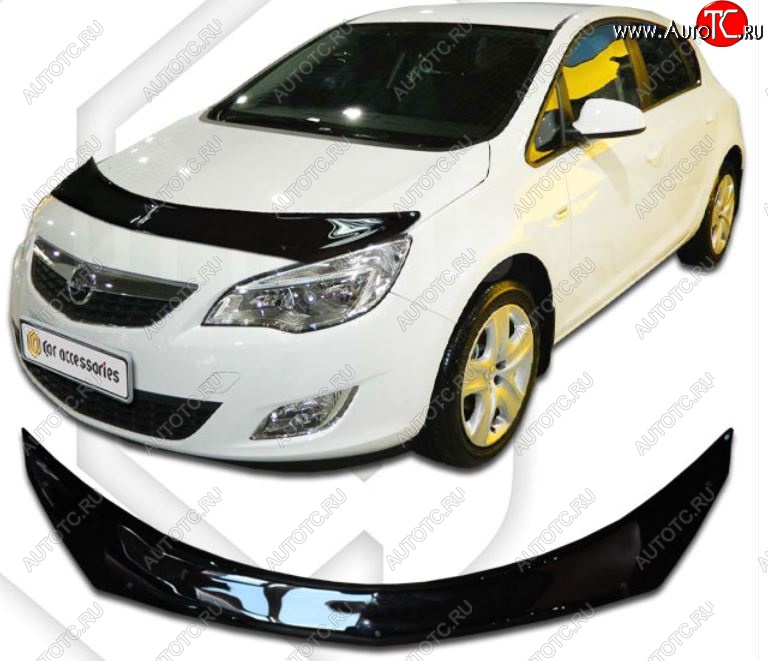 2 459 р. Дефлектор капота CA-Plastiс  Opel Astra  J (2012-2017) хэтчбек 5 дв.  рестайлинг (Classic черный, Без надписи)  с доставкой в г. Тольятти