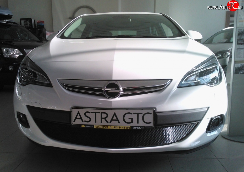 1 469 р. Сетка на бампер GTC Russtal (черная)  Opel Astra  J (2009-2012) хэтчбек 5 дв. дорестайлинг  с доставкой в г. Тольятти