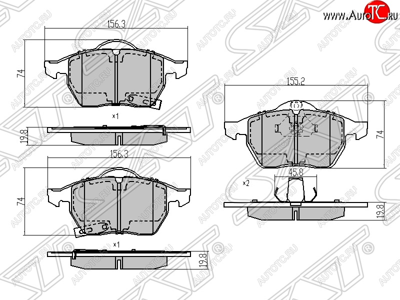 1 039 р. Колодки тормозные SAT (передние) Opel Astra H GTC хэтчбек 3 дв. дорестайлинг (2004-2006)  с доставкой в г. Тольятти