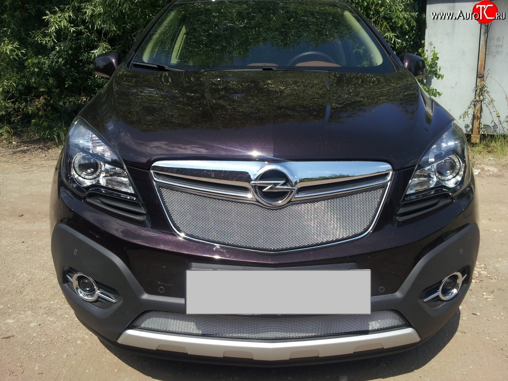 1 539 р. Сетка в решетку радиатора Russtal  Opel Mokka (2012-2016)  дорестайлинг (хром)  с доставкой в г. Тольятти