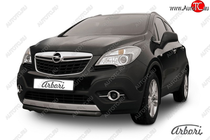 5 849 р. Защита переднего бампера Arbori (короткая, черная, 1 труба d57 mm). Opel Mokka  дорестайлинг (2012-2016)  с доставкой в г. Тольятти