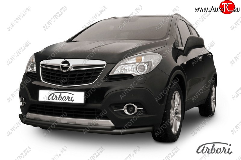 7 559 р. Защита переднего бампера Arbori (черная, 2 трубы d57 и 42 mm) Opel Mokka  дорестайлинг (2012-2016)  с доставкой в г. Тольятти