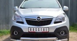 17 999 р. Защита переднего бампера (2 трубыØ63 мм, нержавейка) SLITKOFF  Opel Mokka (2012-2016)  дорестайлинг  с доставкой в г. Тольятти. Увеличить фотографию 1