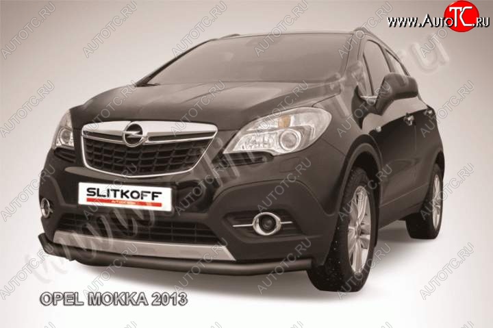 8 599 р. защита переднего бампера Slitkoff Opel Mokka  дорестайлинг (2012-2016) (Цвет: серебристый)  с доставкой в г. Тольятти