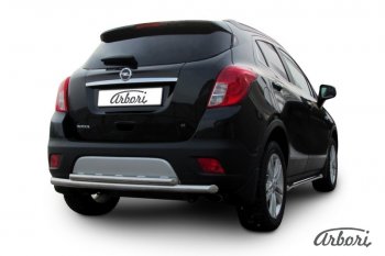 12 869 р. Защита заднего бампера Arbori (нержавейка, 2 трубы d57 и 42 mm). Opel Mokka  дорестайлинг (2012-2016)  с доставкой в г. Тольятти. Увеличить фотографию 2