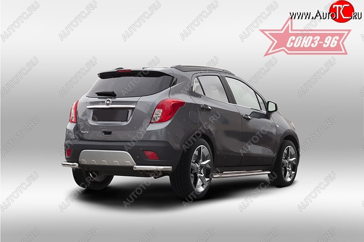 10 574 р. Защита заднего бампера из боковых уголков Souz-96 (d60) Opel Mokka  дорестайлинг (2012-2016)  с доставкой в г. Тольятти